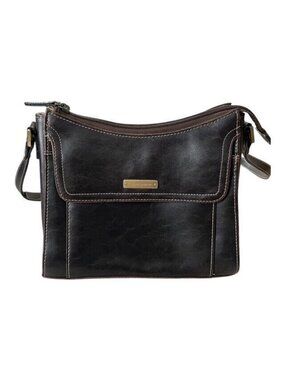 Liz Claiborne Brown Crossbody Bag Multi-Pocket Organizer Adjustable Strap